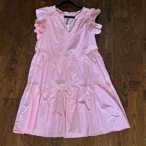 A Loves A Adorable Pink Ruffled A line Dress